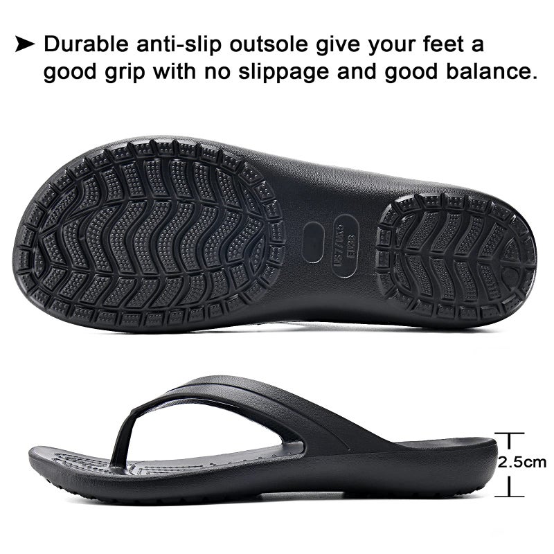 Temi Women's Flip Flops,Soft Lightweight Sandals for Women Anti Slip Casual Slippers Shower Beach Pool Bathroom Flat Slides Shoes - Image 5